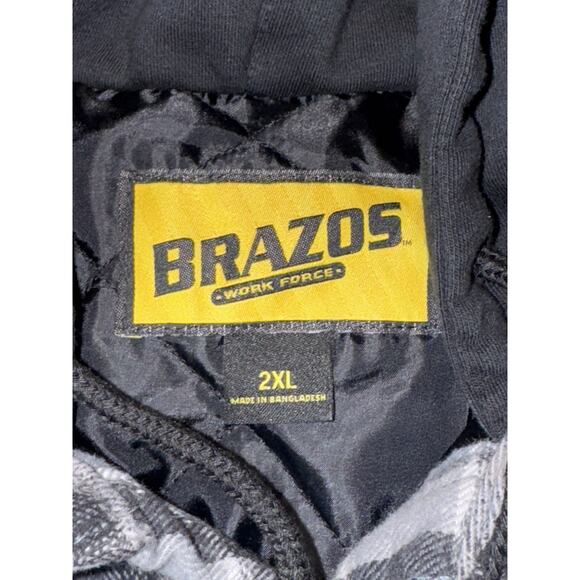 Brazos Work Force Flannel Hooded Quilted Jacket Mens Large Plaid Snaps Pockets - Picture 5 of 8